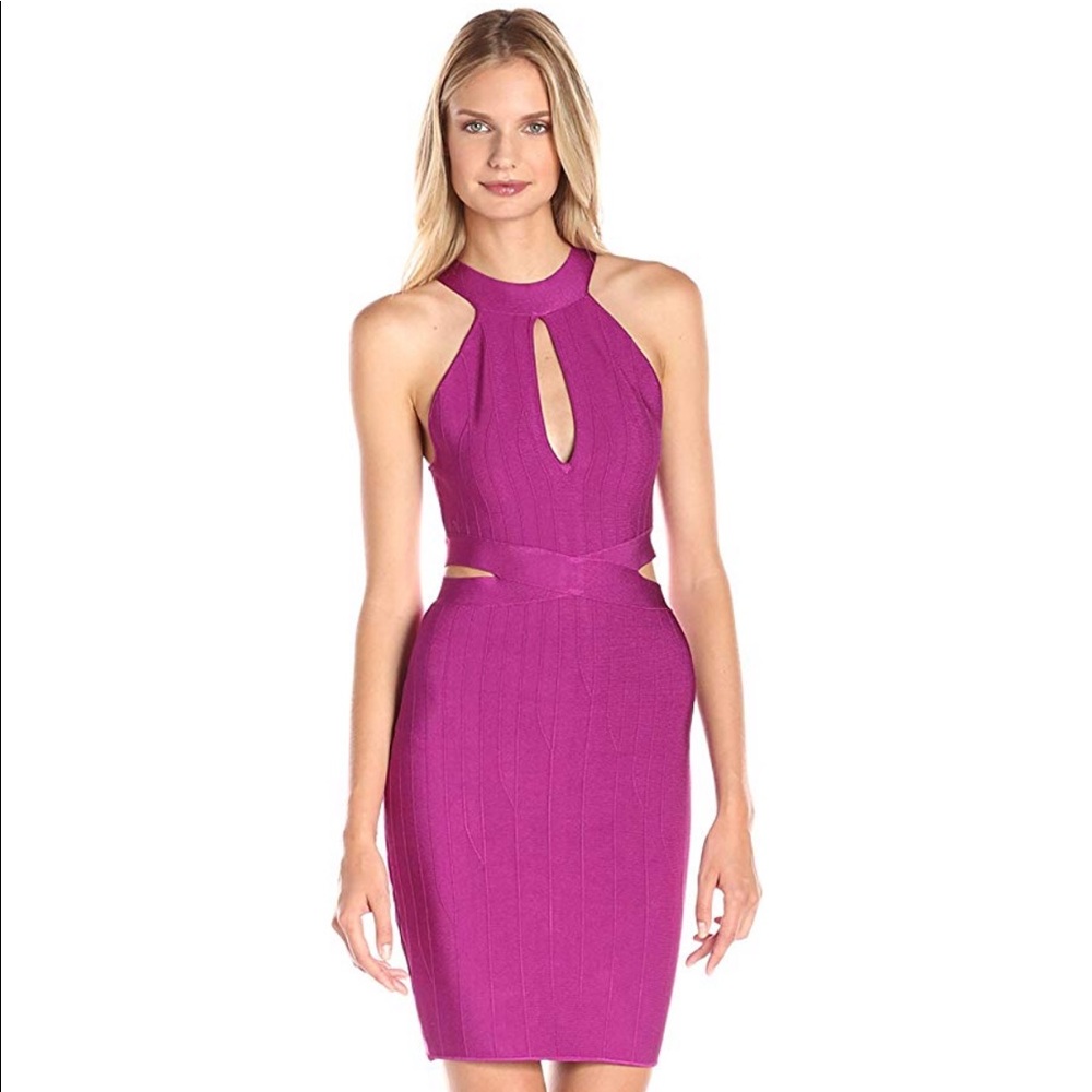 EUC Guess Mirage Halter Bodycon Dress cutouts XS